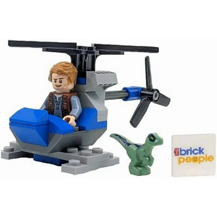 LEGO Jurassic World: Owen with Helicopter and Baby Raptor Blue