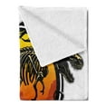 thumbnail image 2 of Dinosaur Soft Flannel Fleece Blanket, Dinosaurs World Emblem with Tyrannosaur Skeleton Dead Scary Beast Fossil, Cozy Plush for Indoor and Outdoor Use, 50" x 60", Orange Yellow Grey, by Ambesonne, 2 of 5