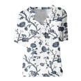 thumbnail image 4 of Mchoice Summer Tops for Women 2024 Trendy Short Sleeve Split Neck Shirts Floral Print Elegant Blouses With Chest Pocket, 4 of 7