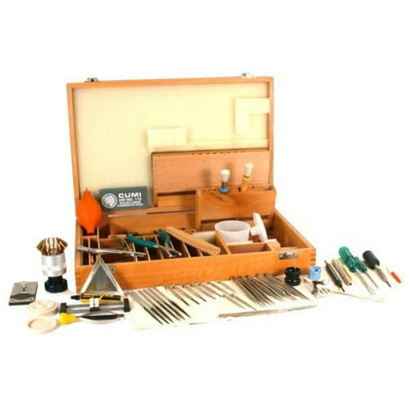 Wood Tool Box - 84 Pc Jewelry & Watch Opener Repair Tool Kit Wood Box