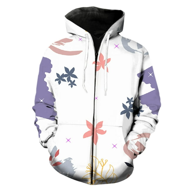 Sudadera con capucha y cremallera para hombre, diseño abstracto de hojas de plantas, talla grande, genial, con capucha, estampado 3D, unisex, divertida, estilo hip hop, manga larga, para adolescentes.