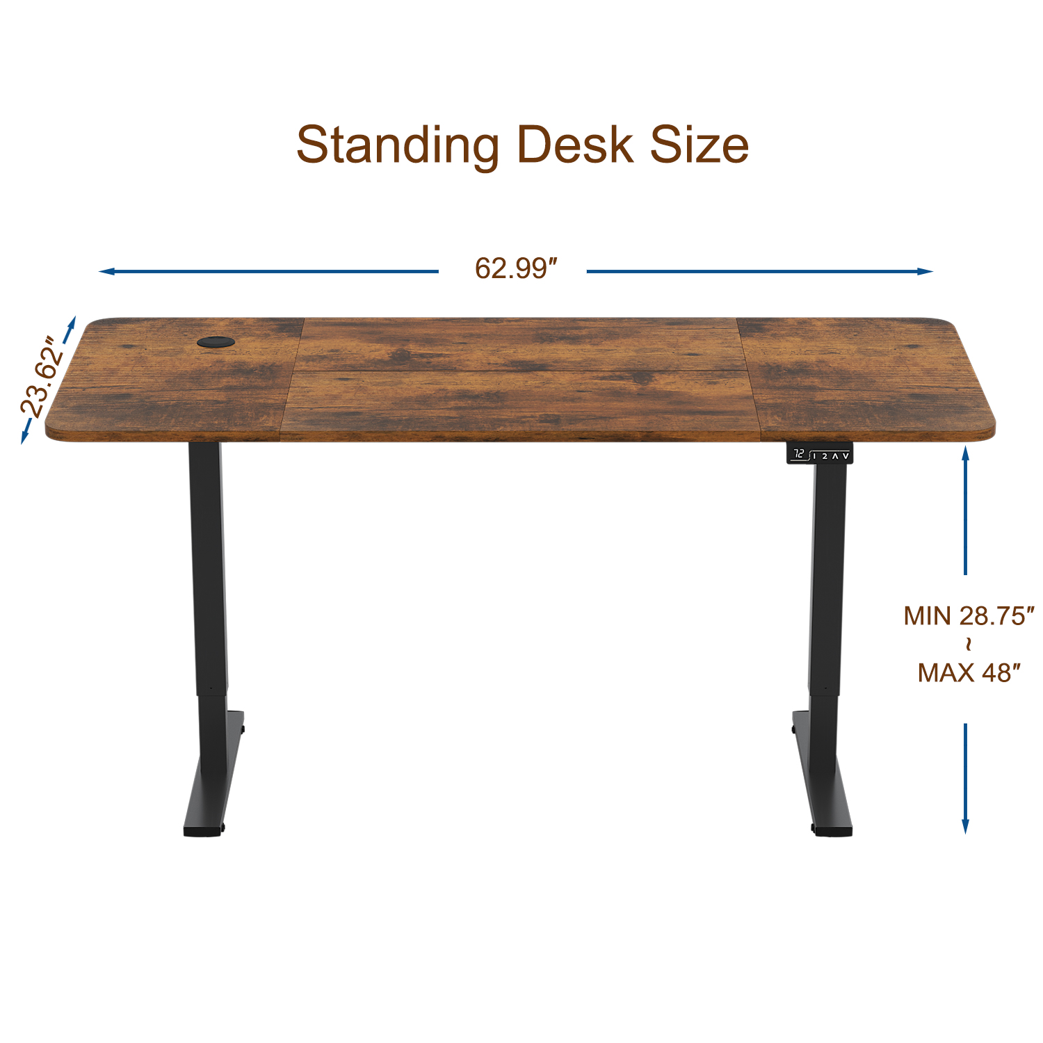 Furmax 63" x 24" Home Office Electric Height Adjustable Standing Desk,Brwon