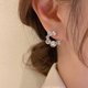 thumbnail image 3 of Pendientes de diamantes de imitación para mujer, agujas plateadas, temperamento, oreja única, regalo de fiesta JM, 3 of 5
