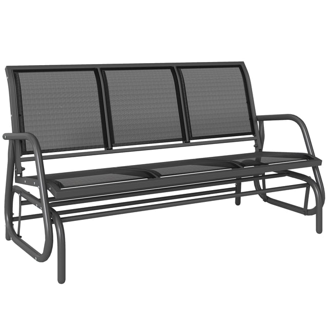 Outsunny 3-Seat Outdoor Glider Chair, Patio Rocking Chair, Black