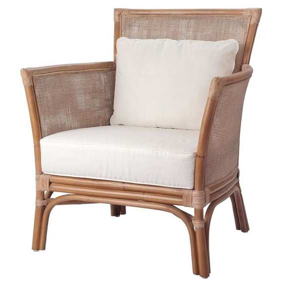 New Pacific Direct Tatum 18" Fabric and Rattan Accent Chair in Canary Brown