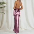 thumbnail image 3 of Sleeveless Backless Maxi Dress Women's Shiny Spaghetti Strap Bodycon Maxi Dresses (Pink XL), 3 of 5