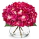 thumbnail image 1 of Flores artificiales Hollyone Hydrangea con jarrón de cristal fucsia, 1 of 6