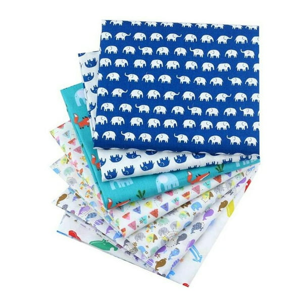 Baberdicy Patchwork 8Pc Patchwork Squares Cotton Bundle Craft Diy Fabric Quilting Sewing Scarf Blue