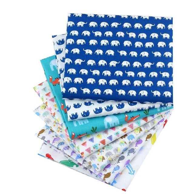 Up To $10 Scarf Blue Patchwork 7PC Patchwork Squares Cotton Bundle Craft DIY Fabric Quilting Sewing Scarf