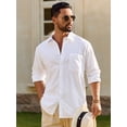 thumbnail image 2 of sogami Men's Cotton Linen Shirt Casual Long Sleeve Button Down Shirt, 2 of 6