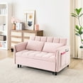 thumbnail image 5 of Pink 3 In 1 Bed With Pull-out, 52" Velvet For Living Room, Sponge Filled Interior, Metal/plastic Feet, Space Saving Design Convertible Bed, Pull-out Feature, Room Decor, Cushion And , Feet, 5 of 5