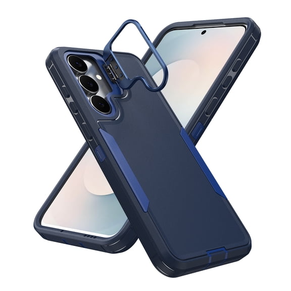 Dteck Case for Samsung Galaxy S25 FE, Shockproof TPU PC Case Built in Stash Stand Back Cover for Galaxy S25 FE,Blue