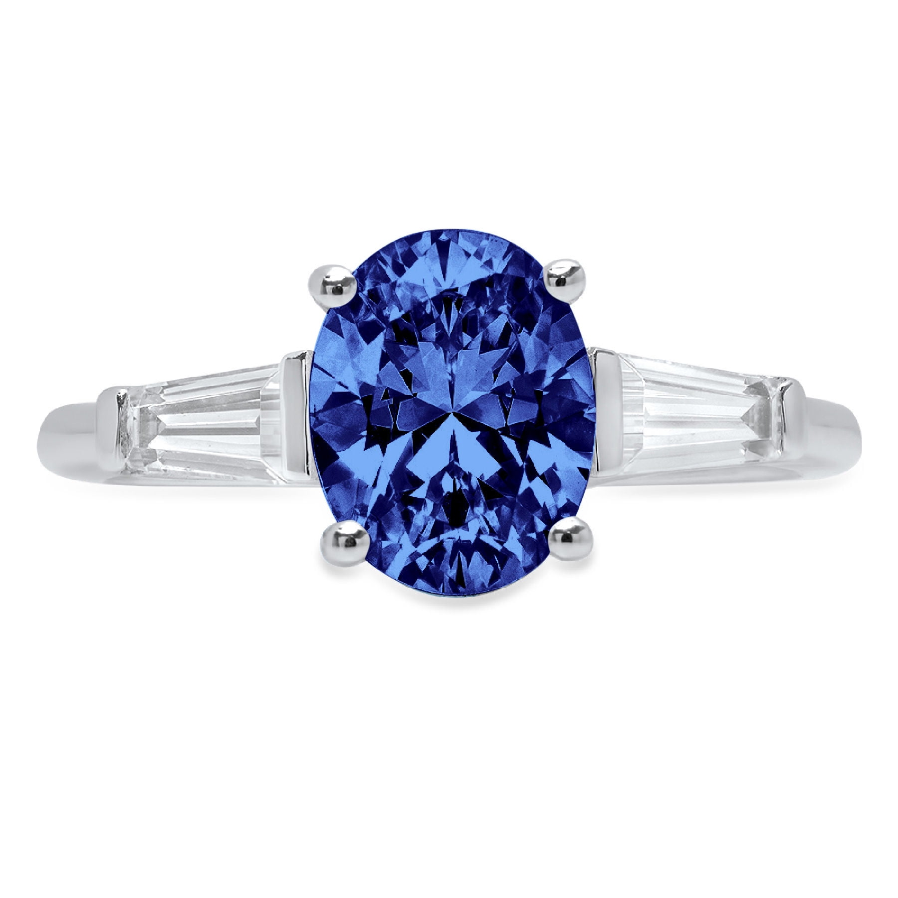 2.5 ct  Pear Cut Designer Genuine Flawless VVS1 Blue Simulated Diamond 14K 18K White Gold Solitaire Ring