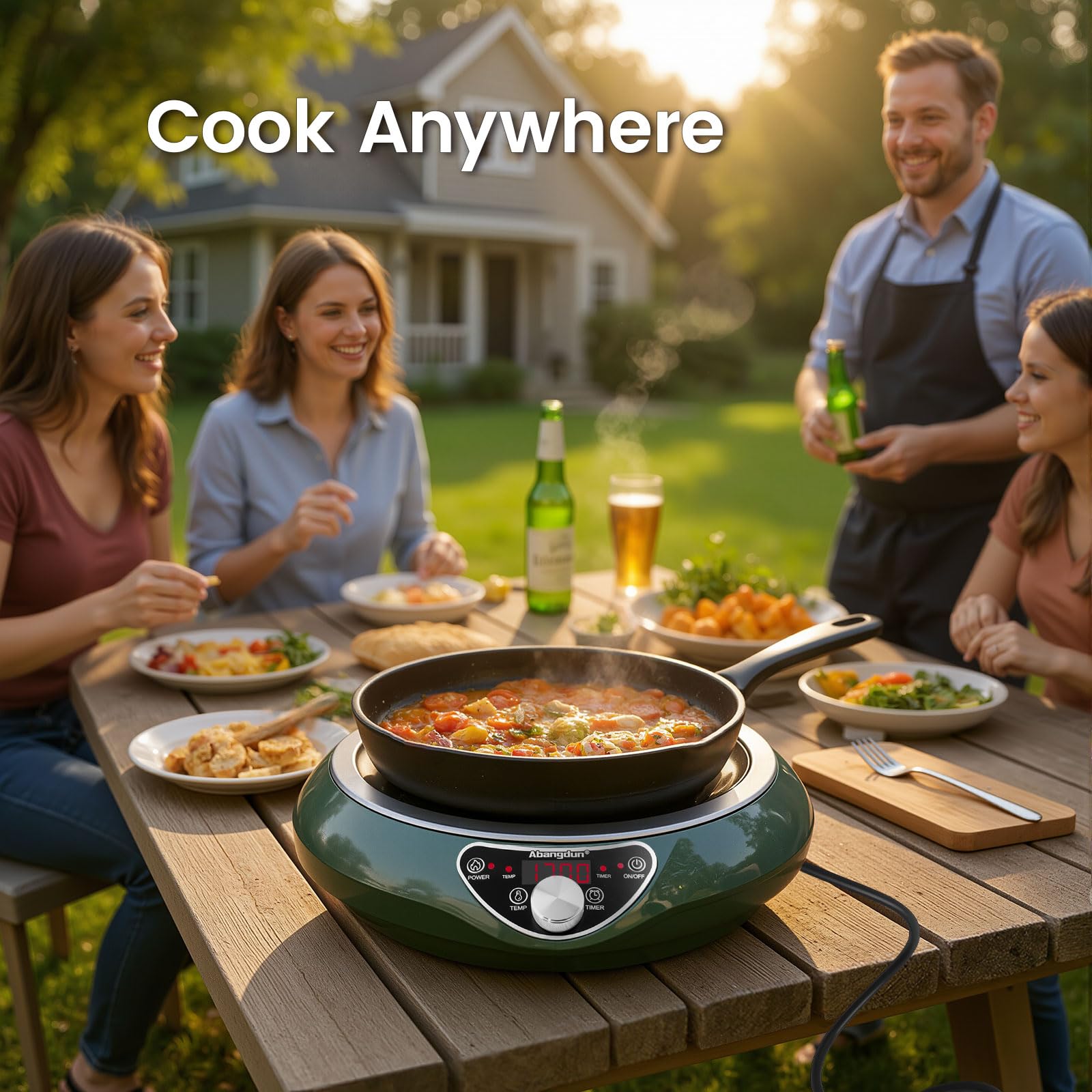 Abangdun 1700W 85V~120V Induction Cooktop Wok Burner 2026 New 1.97″ Deep Concave Curved Surface 16 level Power& Temp Ctrl Electric Stove Hot Plate Commercial Countertop Burner for Cooking Portable