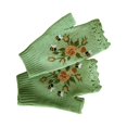 thumbnail image 2 of Decodeary 1 Pair Woman Embroidery Knitted Gloves Cycling Riding Flowers Mittens Green 1Set, 2 of 6