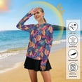 thumbnail image 5 of FORMRS Womens Long Sleeve Shirts UPF 50+ Sun Protection Quick Dry Fishing Hiking Tops, Size S-2XL, Colorful Art Leaves Pattern, 5 of 8