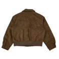 thumbnail image 4 of Men Faux Suede Bomber Jacket, Classic Turn‑Down Collar Full Zip Ribbed Hem Casual Cropped Outerwear Coat(Brown,XL), 4 of 6
