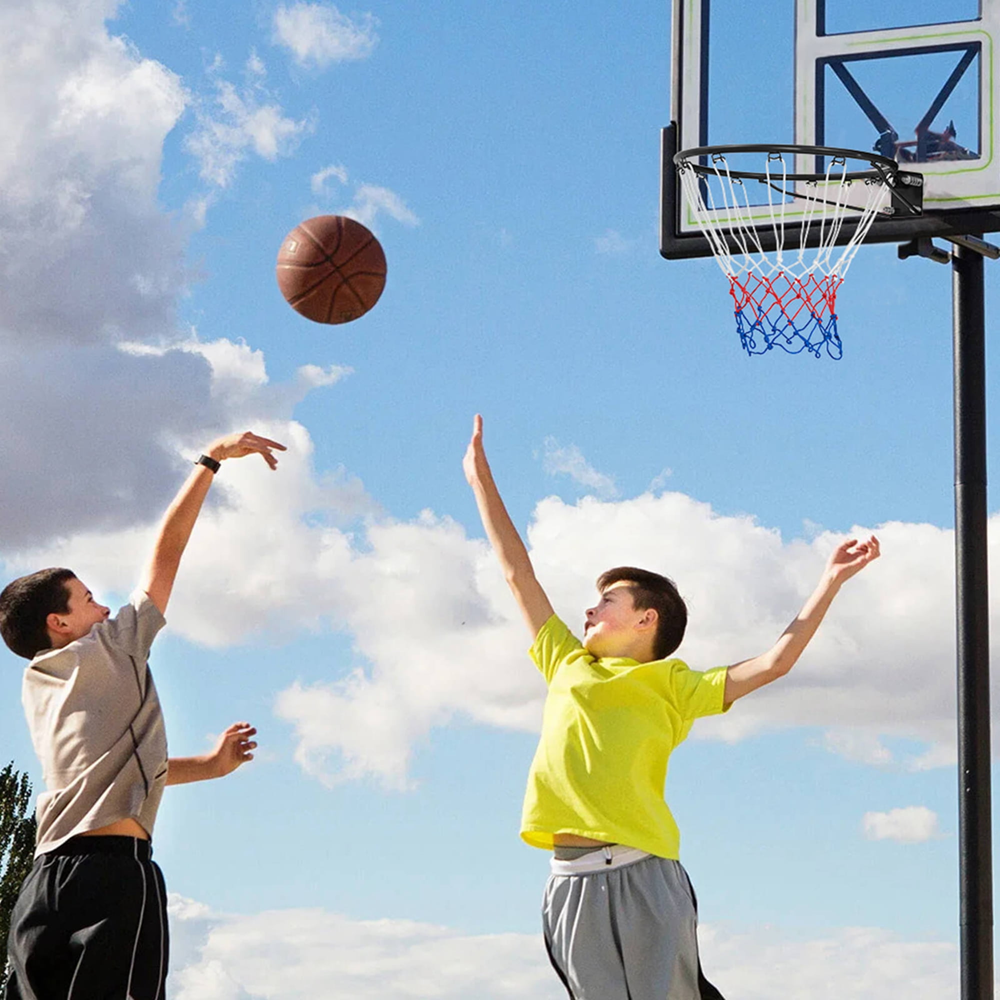 Costway 18" Basketball Rim Wall Door Mounted Basketball Hoop with All Weather Net Black