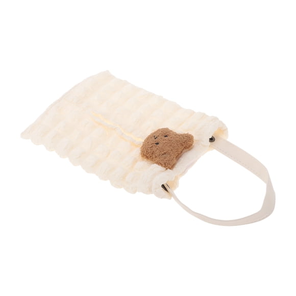 Unique Bargains Car Tissue Holder Car Tissue Box Organizer Puff Pastry Polyester 28x18x2cm Beige 3D Brown Bear Head 1 Pcs