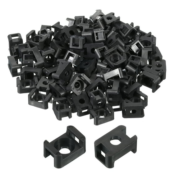Uxcell 250pcs Cable Tie Base Saddle Type Mount Wire Holder, 0.6"x0.4"x0.27" Wire Clips Organizer Clamp Black 0.16"Dia