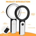 thumbnail image 2 of Magnifying Glass with Light, 30X Handheld Large 18LED Cold and Warm Light with 3 Modes, Illuminated Magnifier for Seniors Reading, Inspection, Coins, Jewelry, Exploring, 2 of 7