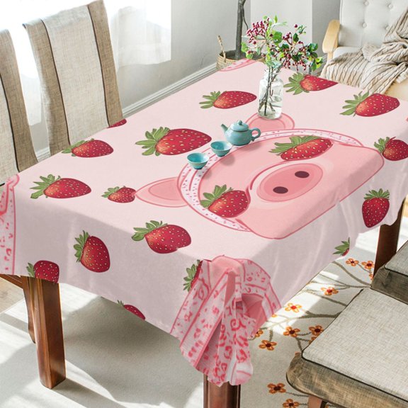 BZSMCE Square Tablecloth Piggy Wearing Hood Pattern Tableclothes