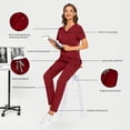 thumbnail image 2 of VIAOLI Scrubs Set for Women - Modern V-Neck Top & Tapered Leg Jogger Pants Multiple pockets Nursing Uniforms, 2 of 6