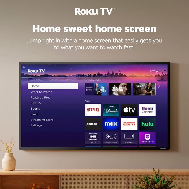Pioneer 50" Class LED 4K UHD Smart Roku TV front and back view