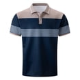 thumbnail image 4 of Men Business Polo Shirts Short Sleeve Tshirt Striped Colorblock Top Blouse Comfy Classic Fit Outfits Clothing, 4 of 4
