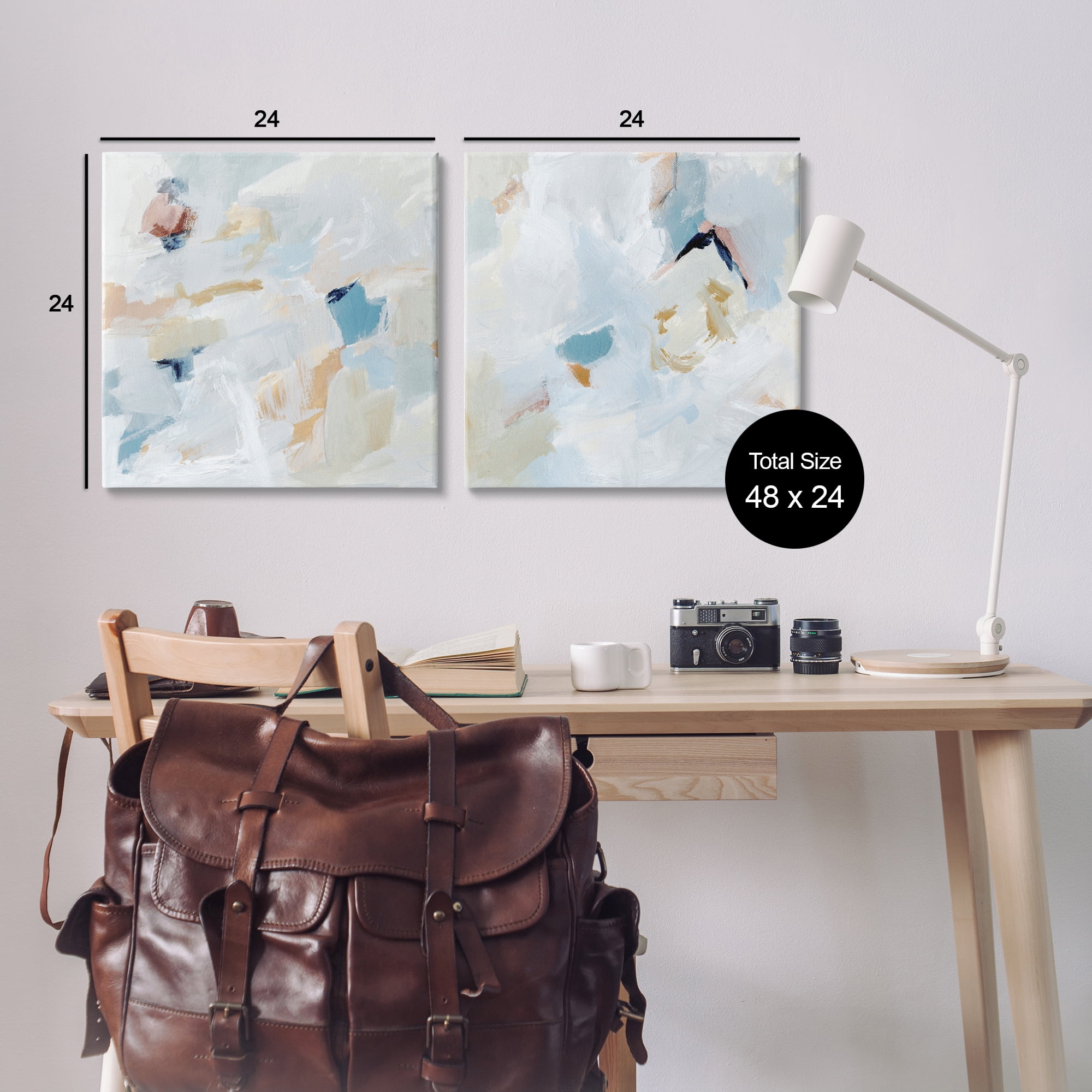 Stupell Industries Abstract Hint of Blue Clouds Abstract Painting Wrapped Canvas Art Print Wall Art, 24 x 24, Set of 2