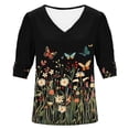 thumbnail image 4 of Cutuoiiu Women's V-neck Short Sleeve Shirts Versatile for Daily Wear Gifts, 4 of 6