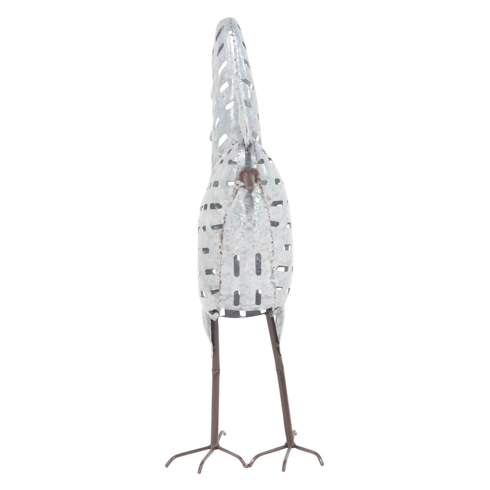 Decmode Set of 2 Farmhouse Iron Standing Rooster Sculptures, Gray