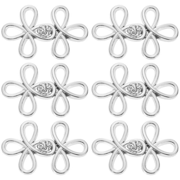 LABSERRON 6 Pairs Buckle Fastener Buttons Costume Gold Trouser Knot Hook And Eye Sewing Fancy Silver Alloy