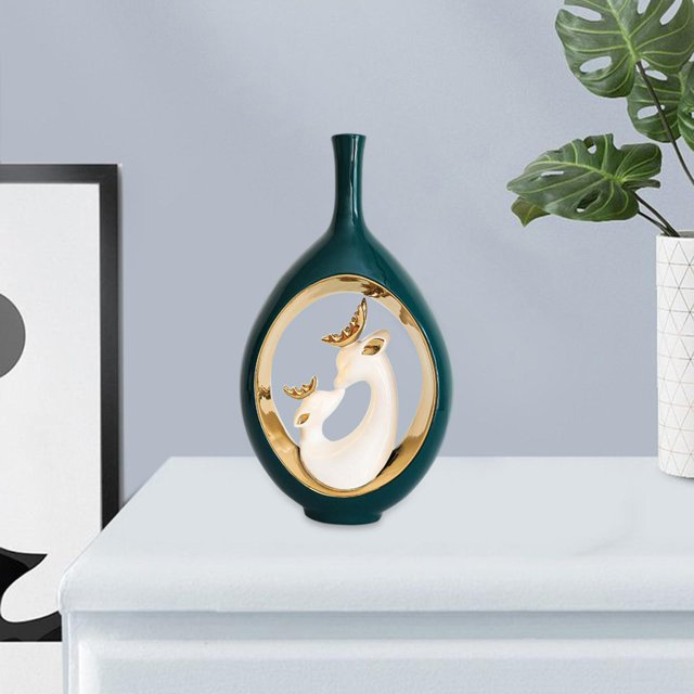 Ceramic Vase Flower Pot Hollow Animal Deer Nordic Minimalism Modern Sculpture For Arrangement Home Bookshelf Decoration , Alto de Alto de BLESIY jarrones de flores decorativas