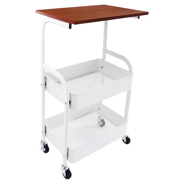Alexent Chariot à Roulettes Utilitaire en Métal Moderne avec Plateau en Blanc