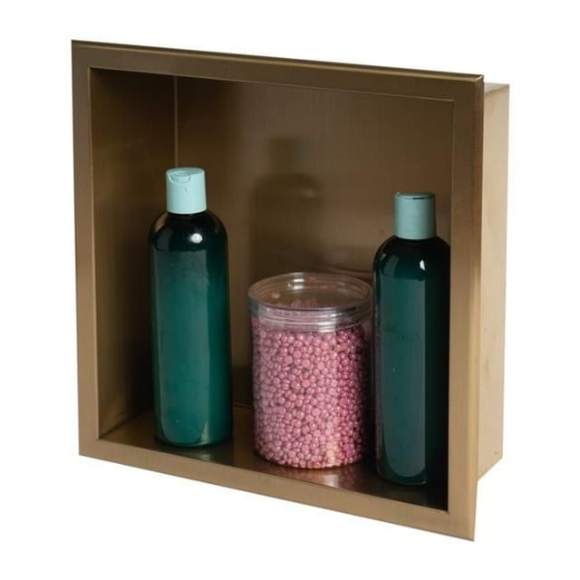 ALFI Brand ABNP1212-BG Niche de Douche Carrée à une Tablette en Acier Inoxydable PVD Or Brossé 12 x 12 Po