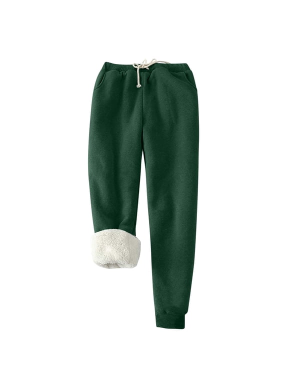 Kiplyki Winter Warm Pants for Women Save Big Solid Color Fleece Pockets Plus-Size Band age Elastic Waist Wei Casual Harun Leggings