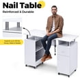 thumbnail image 5 of Advwin Manicure Table Nail Desk for Nail Tech with Dust Collector, Wrist Rest, Lockable Wheels, UV Gel Compartment, Storage Cabinet for Home & Salon, White, 5 of 10