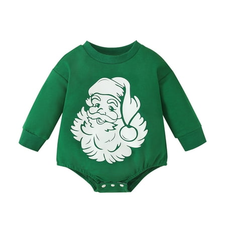 

Boys Girls Christmas Long Sleeve Santa Prints Pullover Romper Sweatshirt Bodysuits 18 Month Winter Clothes Girls Leotard for Toddlers Girls Size 8 Clothes Cool Leotards for Dancers Easter Outfits for