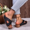 thumbnail image 6 of HNMKIU Women's Sandals Strap Solid Thick Soled On Style for Everyday Wear Retro Beach Slide Indoor Outdoor Footwear with Comfortable Cushioning Beach Shoes Black,6.5, 6 of 8