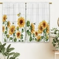 thumbnail image 6 of Farmhouse Sunflower Kitchen Curtains Floral Flower Country Wooden Small Short Cafe Window Curtains Rustic Plant Spring Rod Pocket Bathroom Window Drapes Treatment Curtains (26x24 Inch), 6 of 6