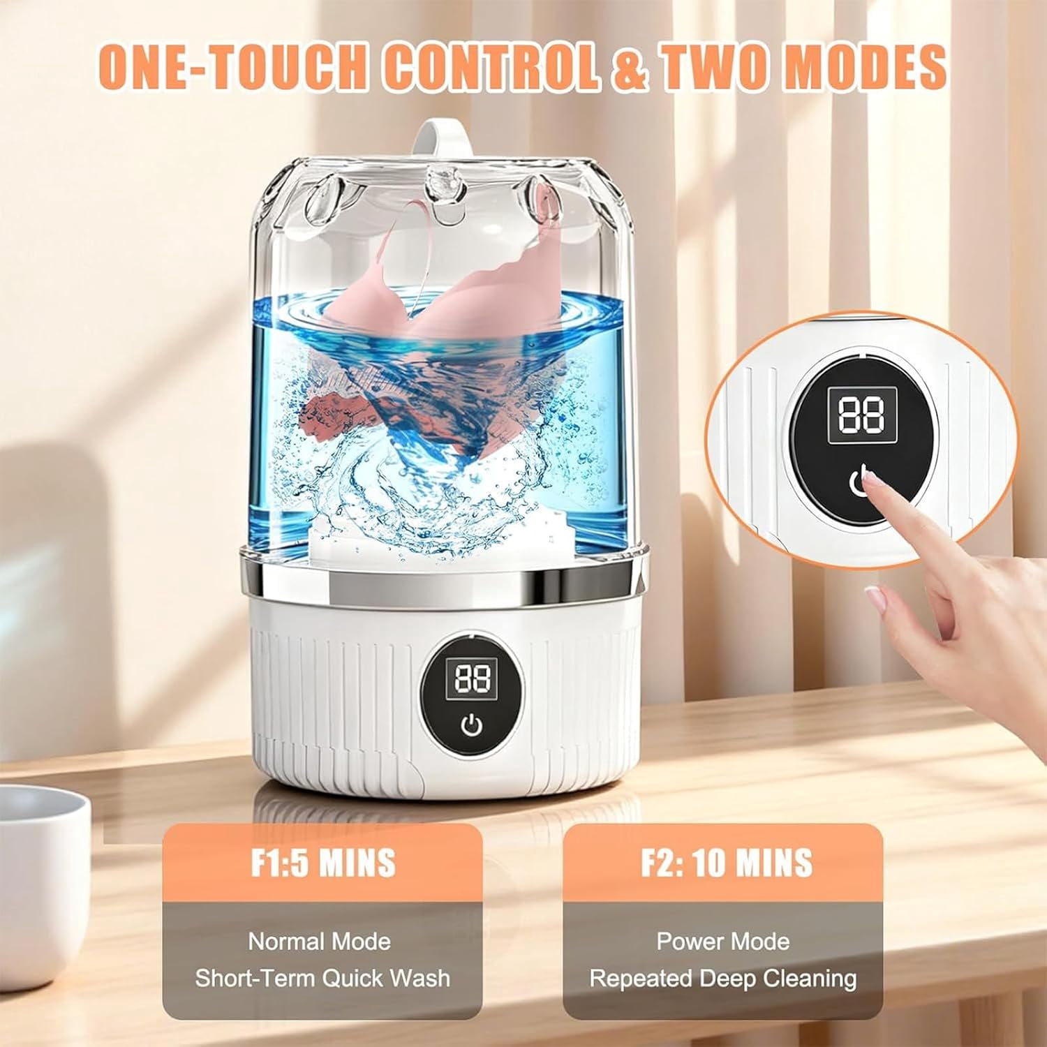 Mini Portable Washing Machine, 1L Small Electric Underwear Washer, Portable Washing Machine for Travel, Camping, Hotel, Apartment and Dorm Use (Blue)