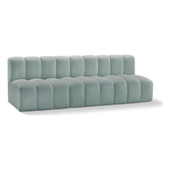 Meridian Furniture Arc Mint Green Vegan Leather Modular Sectional