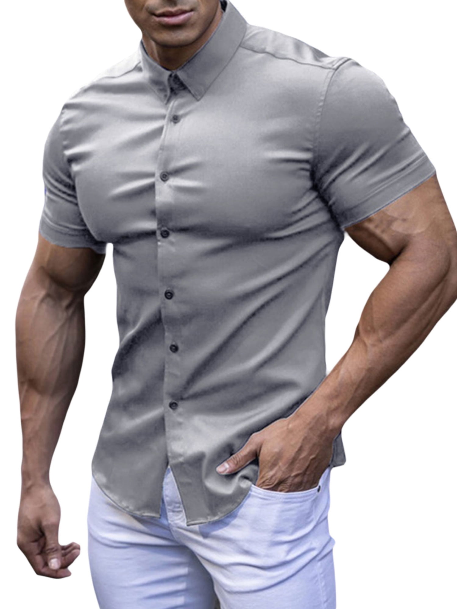 mens stretch shirts short sleeve