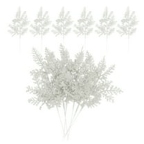 Uxcell Glitter Artificial Pine Needles, Christmas Glitter Pine Stems Branches Fake Floral Twig Leaves Faux Cedar Picks White 24 Pcs