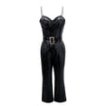 thumbnail image 3 of Wdgfv Womens Sequins Jumpsuits Formal Backless Romper Long Pants with Chain Belt and Sparkling Sequins Backless Elegant Pantsuit for Evening Wear Black S, 3 of 5