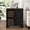Black, variant on Harper & Bright Designs Rustic Square End Table with Storage, Small Coffee Table with 2 Woven Grass Baskets, Wood Side Table with Shelf and Door for Living Room, Black