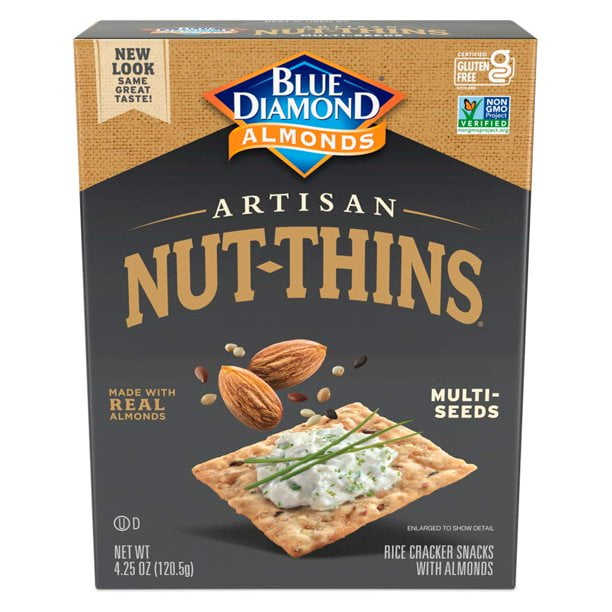 Blue Diamond Artisan Nut-Thins Cracker Snacks Multi-Seeds 4.25 oz Pack of 2