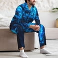 thumbnail image 7 of Honeii Blue Fire Wolf Pattern Mens Pajamas Set,2pcs Men's Lounge Long Sleeve Sleep Shirt and Pajama Bottoms Sleepwear Set,Mens Pjs Sets-Medium, 7 of 7