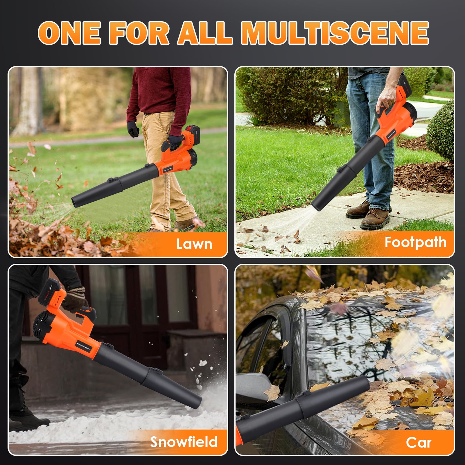Cordless Brushless Leaf Blower, 20V 800CFM 160MPH & 6 Speed Levels with 2 X 4.0Ah Batteries &  Fast Charger for Patio Cleaning, Lawn Care, Blowing Leaves and Dust